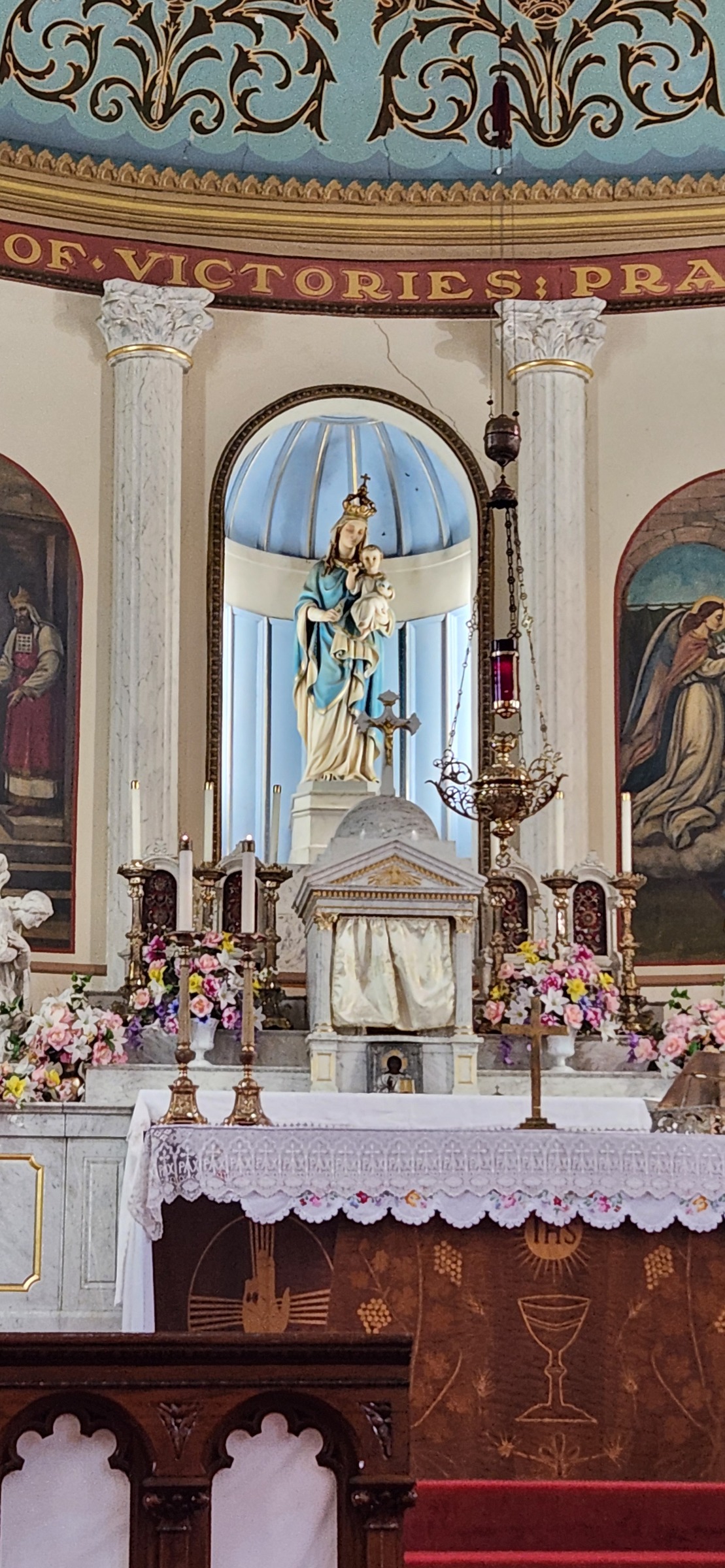 High Altar — Our Lady of Victories with Spring Flowers